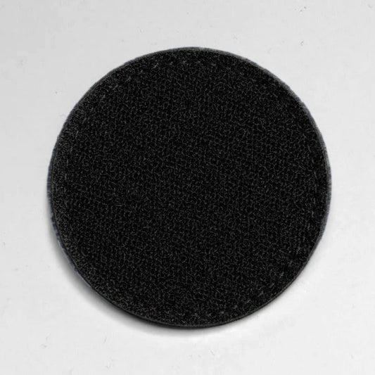 Dein individueller runder Patch im Tech-Leather von REPATCHED Rückseite mit Klett