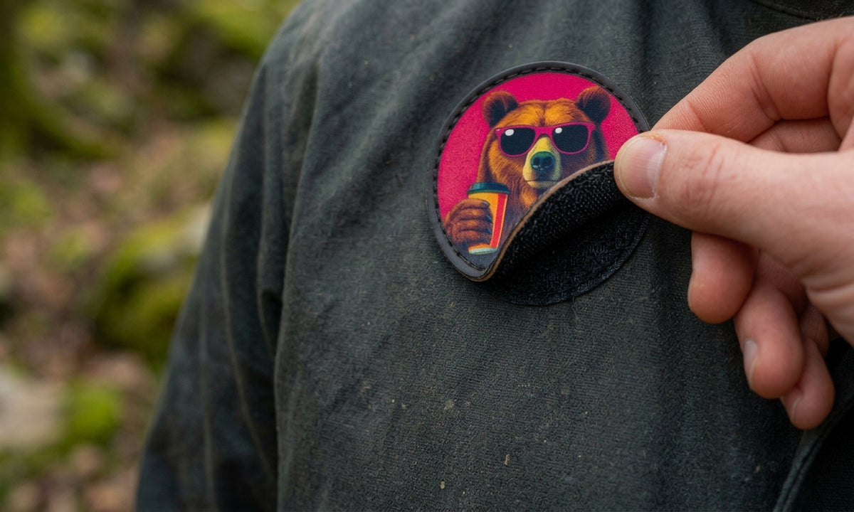 Patch mit Bär rund auf Jacke Klett