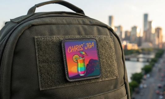JGA Patch auf Rucksack geklettet