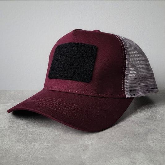 Trucker Mesh Cap mit Klett - dunkelrot/grau