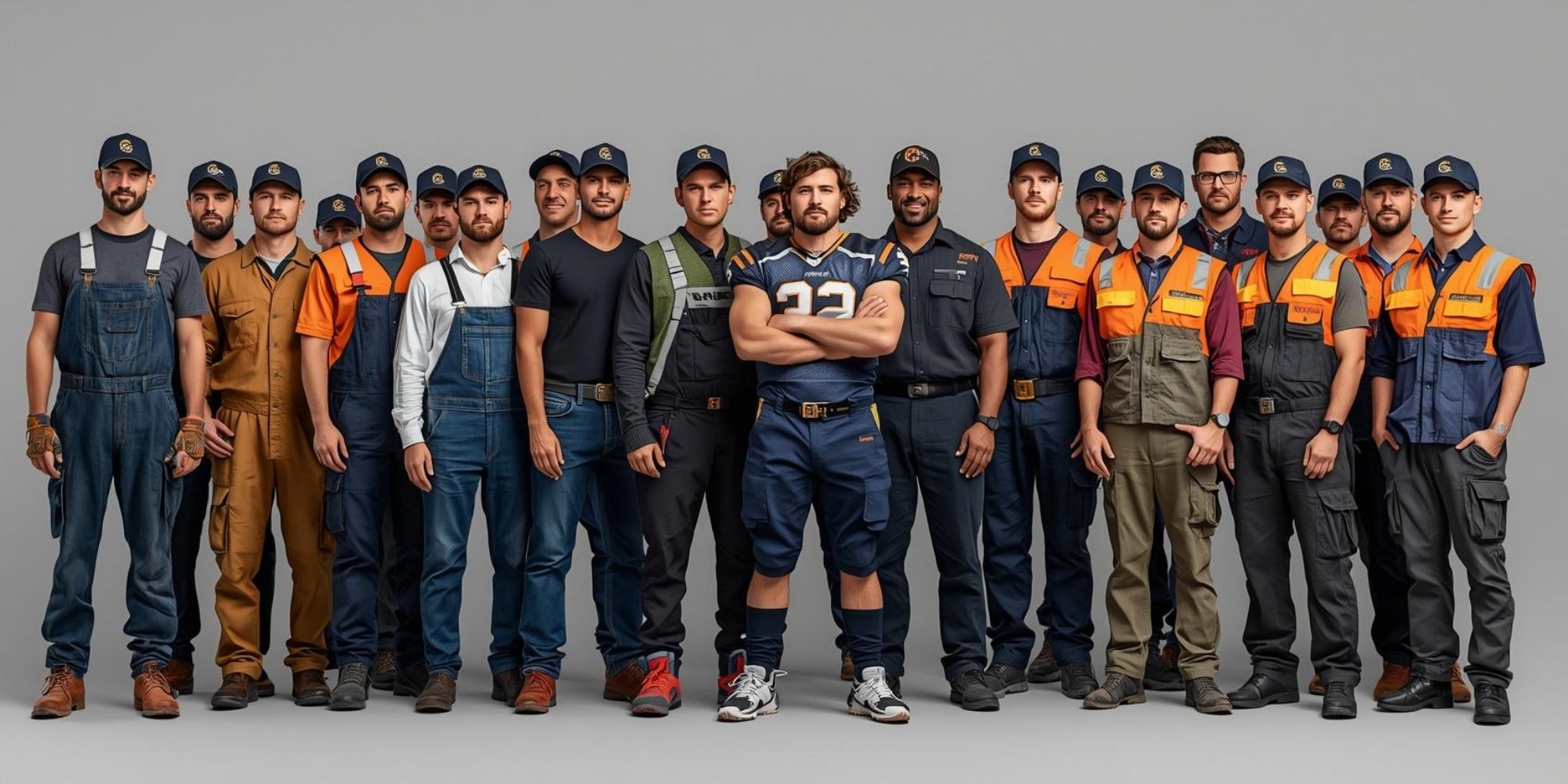 Team und Arbeiter in einer Reihe mit REPATCHED Caps